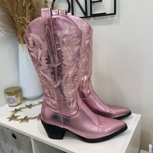 Pink Metallic Cowboy Boots